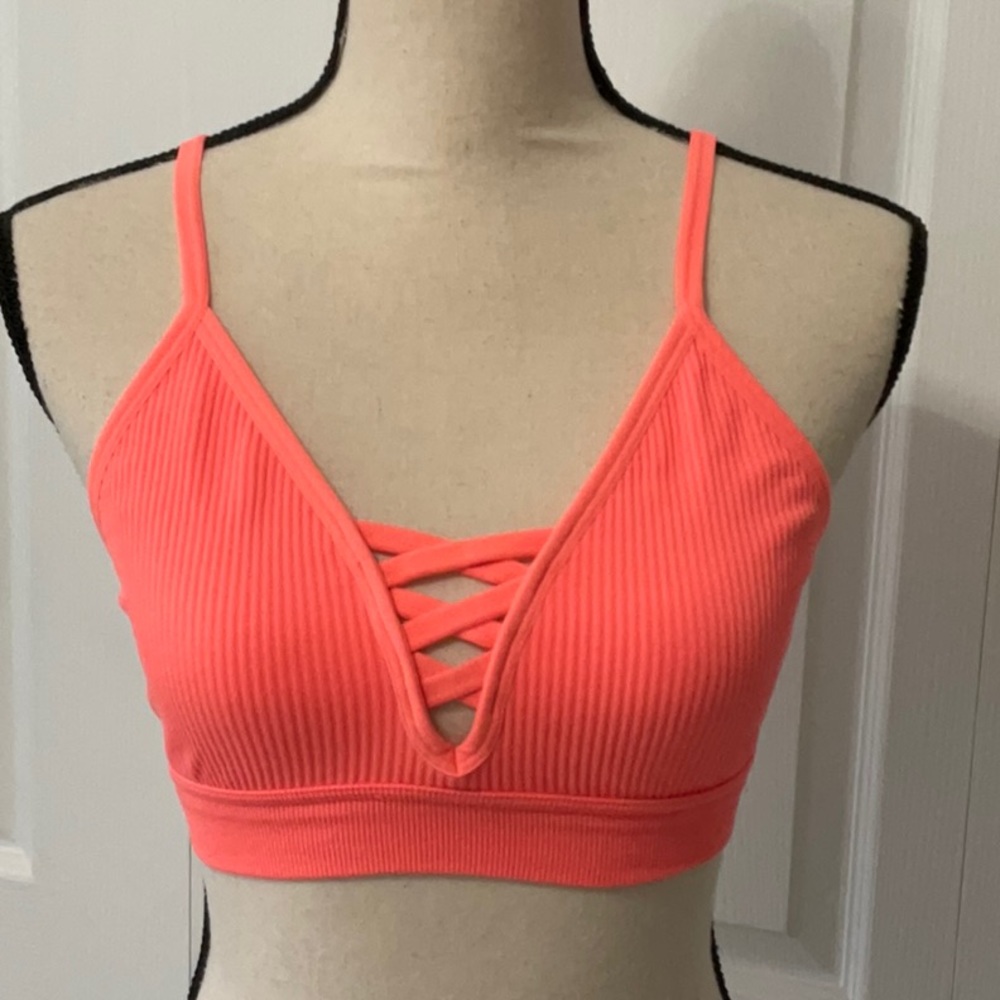 Victoria’s Secret PINK Weekender Seamless Bralette, Large, Orange